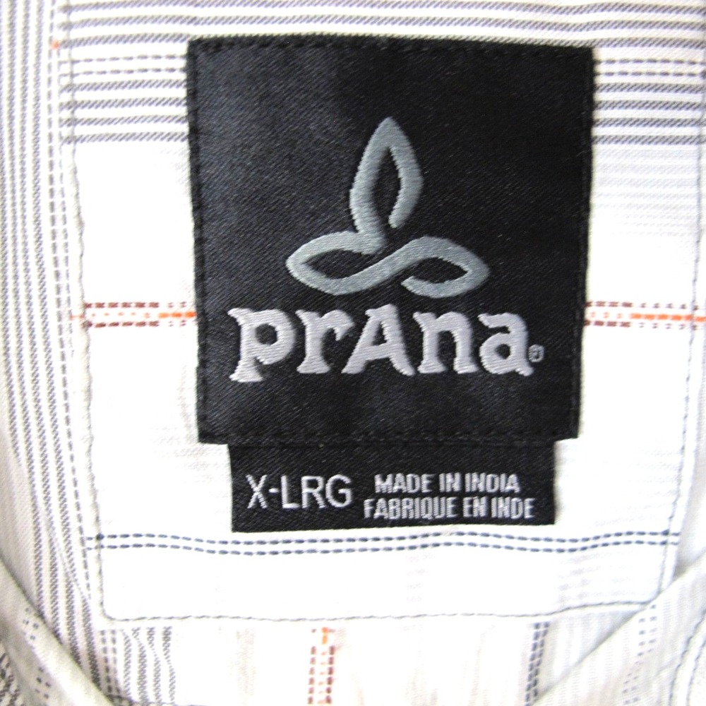 Prana Casual Short Sleeve Button Up Striped Shirt Men's XL Cotton‎ Blend - Picture 4 of 9
